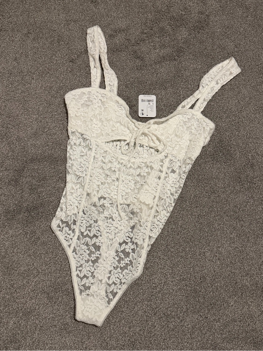 Free People White Floral Lace Bodysuit